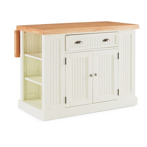 Homestyles Nantucket Off-White Wood Kitchen Island with Wood Top - 48' x 26' x 36' - - 35315503