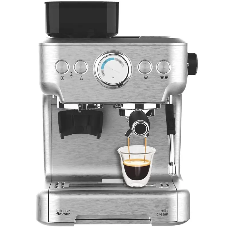 Manual Express Coffee Maker Power Espresso 20. 850 W, Pressure 20 Bars, 1.6L Tank, Double Outlet Arm, Steamer, Cup Warmer Surface, Stainless Steel Finishes