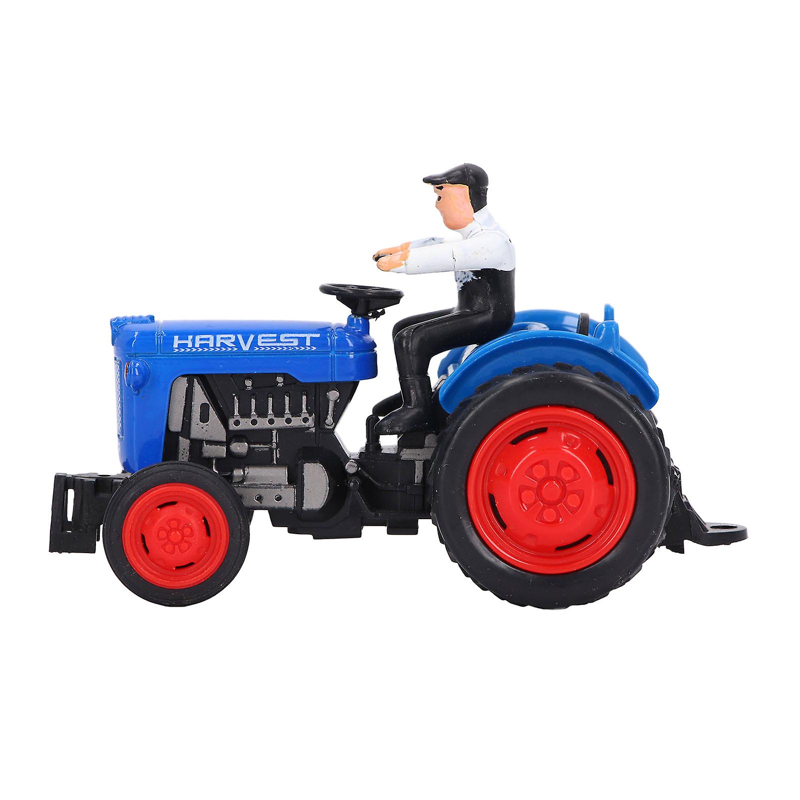 Simulation Tractor Vehicle Model Sturdy Alloy Engineering Farmer Car Toy For Childrenblue