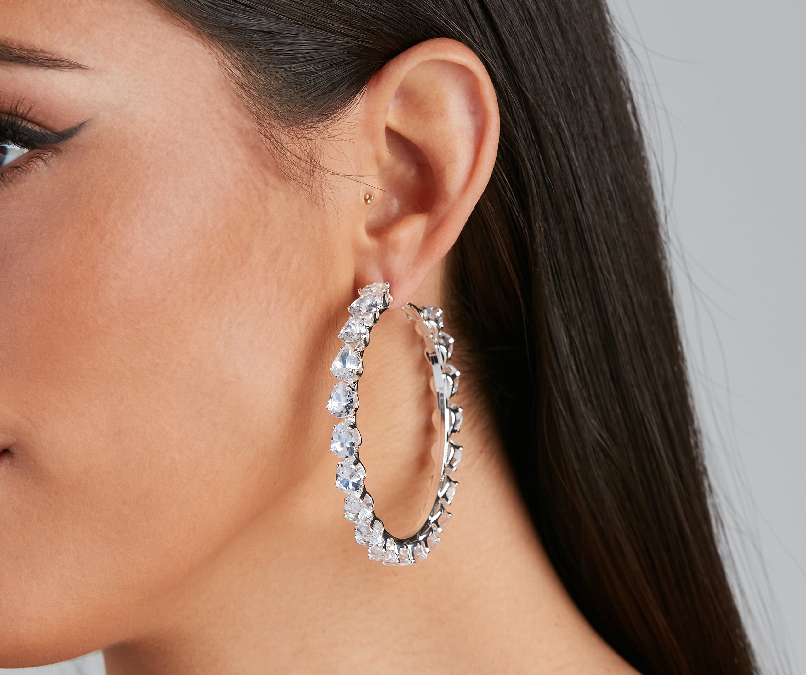 Glamorous Chic Cubic Zirconia Hoop Earrings