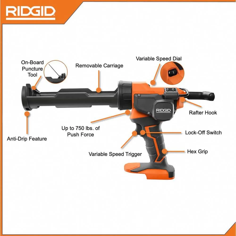 RIDGID 18V Cordless 10 oz. Caulk Gun and Adhesive Gun R84044B