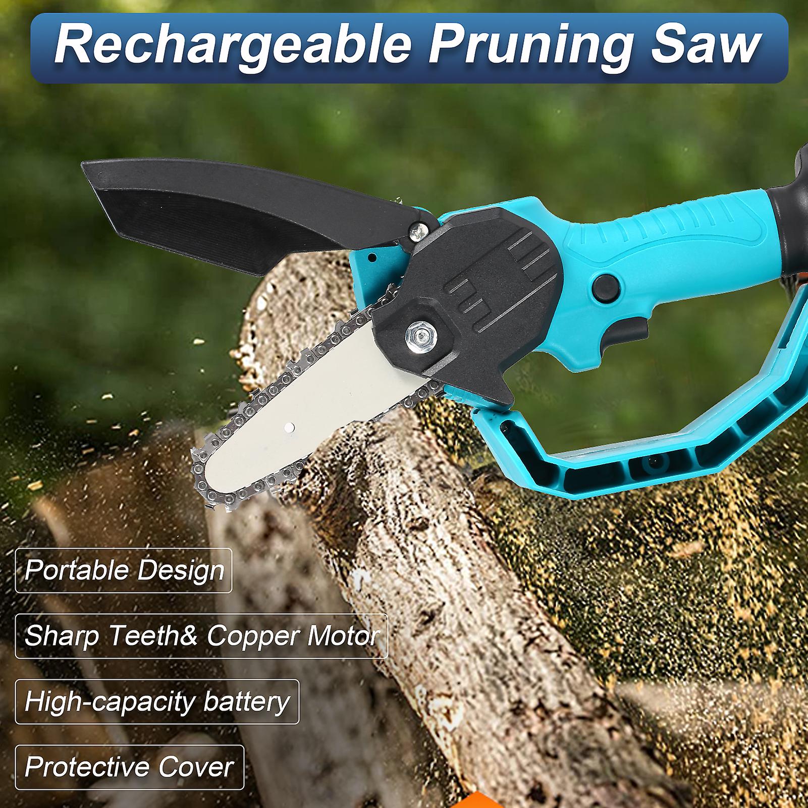 24v 4inch Portable Mini Electric Pruning Saw Rechargeable Small Wood Spliting Chainsaw One-handed Woodworking Tool For Garden Orchard Branch Clip No.2
