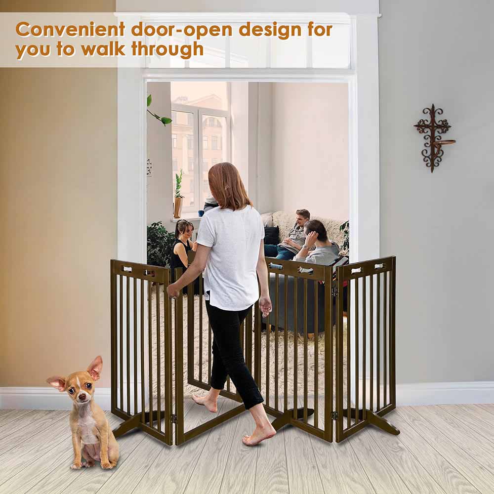 Yescom 4-Panel Folding Wood Pet Gate Grate Baby Barrier 80x36in