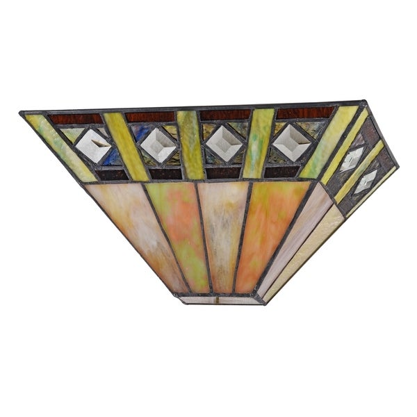  Style Mission Design 1-light Black/Stained Glass Wall Sconce