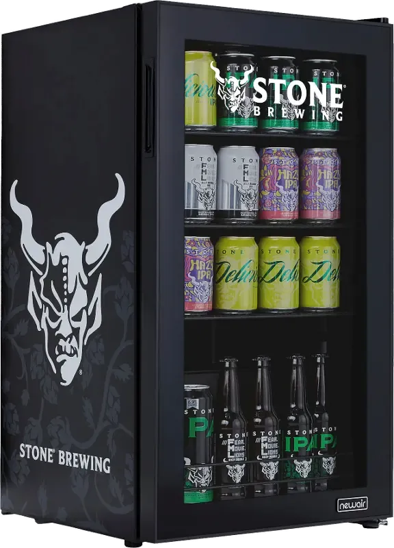 NewAir Stone Brewing 126 Can Beverage Refrigerator - Black