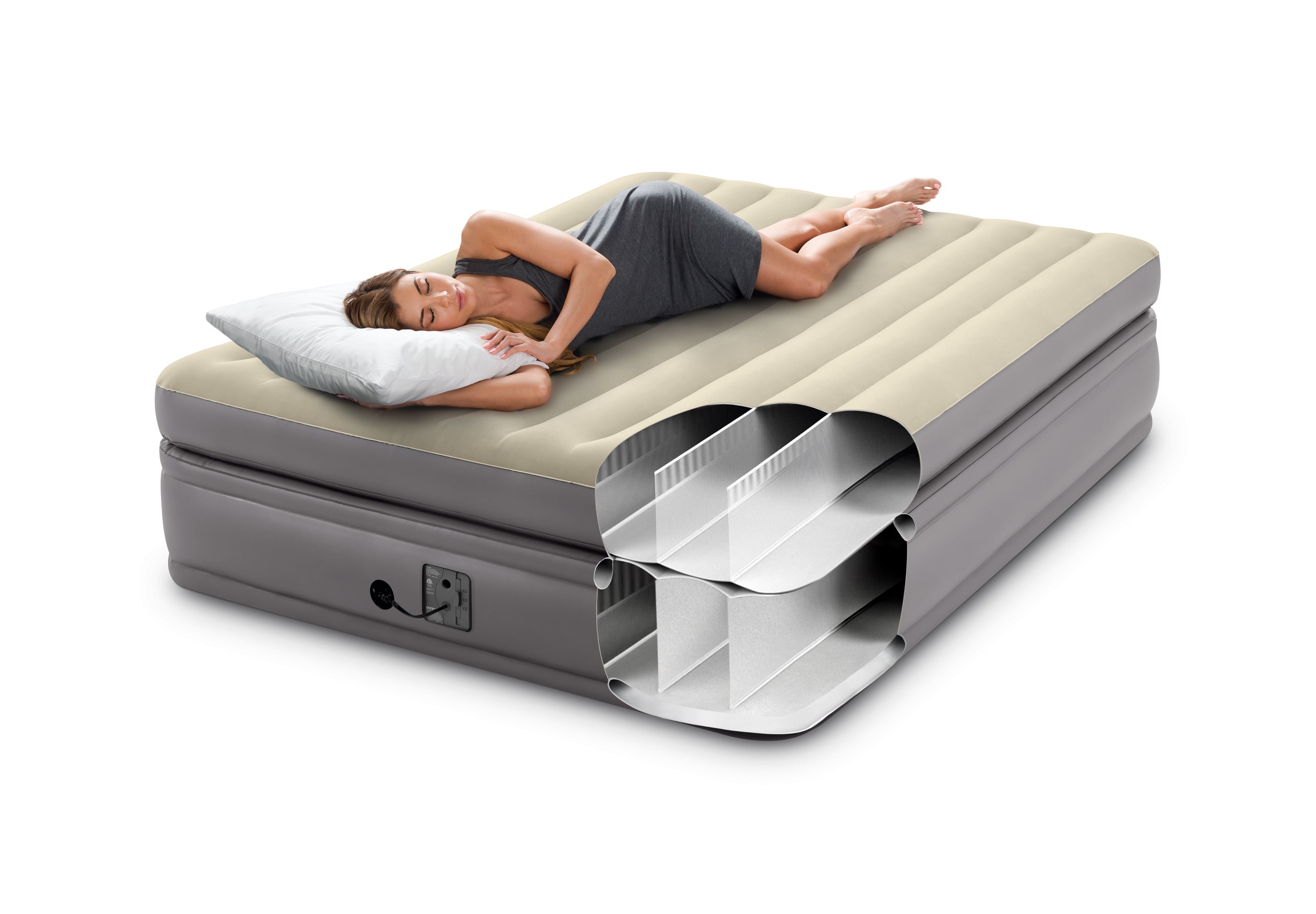 Intex -Queen Comfort Elevated Fiber-Tech Airbed