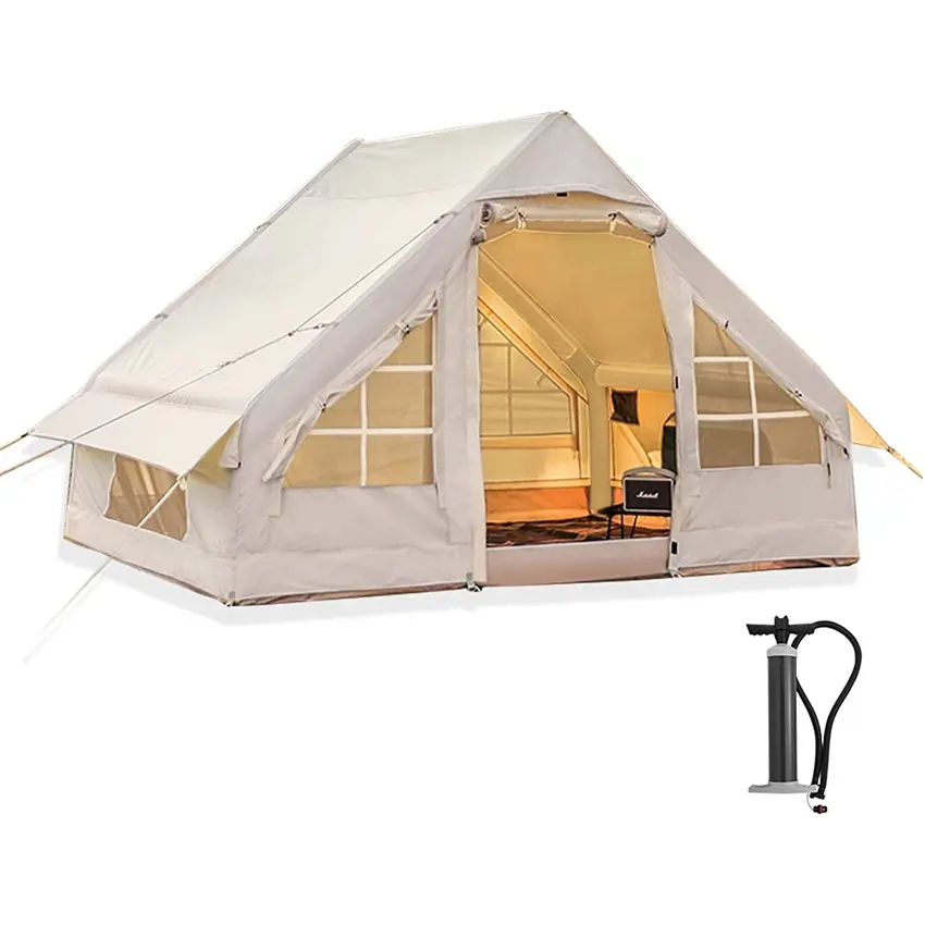 Wholesale Inflatable Air Tourist Tent Large Canvas Glamping Cabin Tent Family Outdoor Inflatable Camping Tent