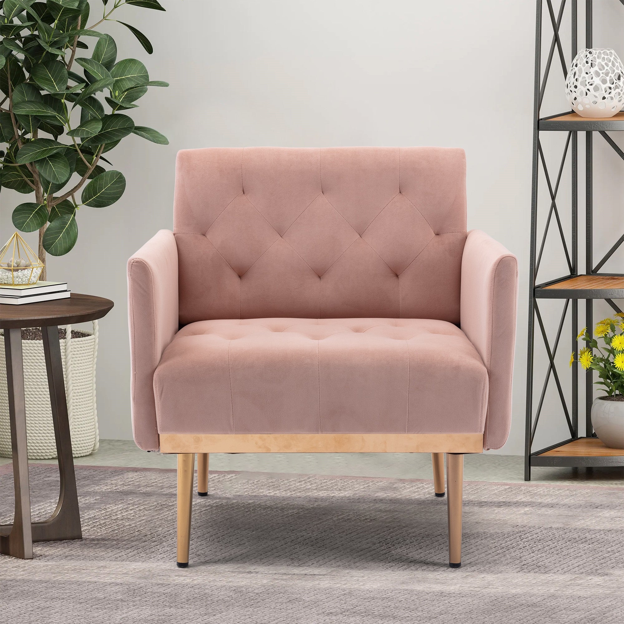Modern Accent Leisure Chair with Tufted Cushion Back&Seat, Flared Arms ...