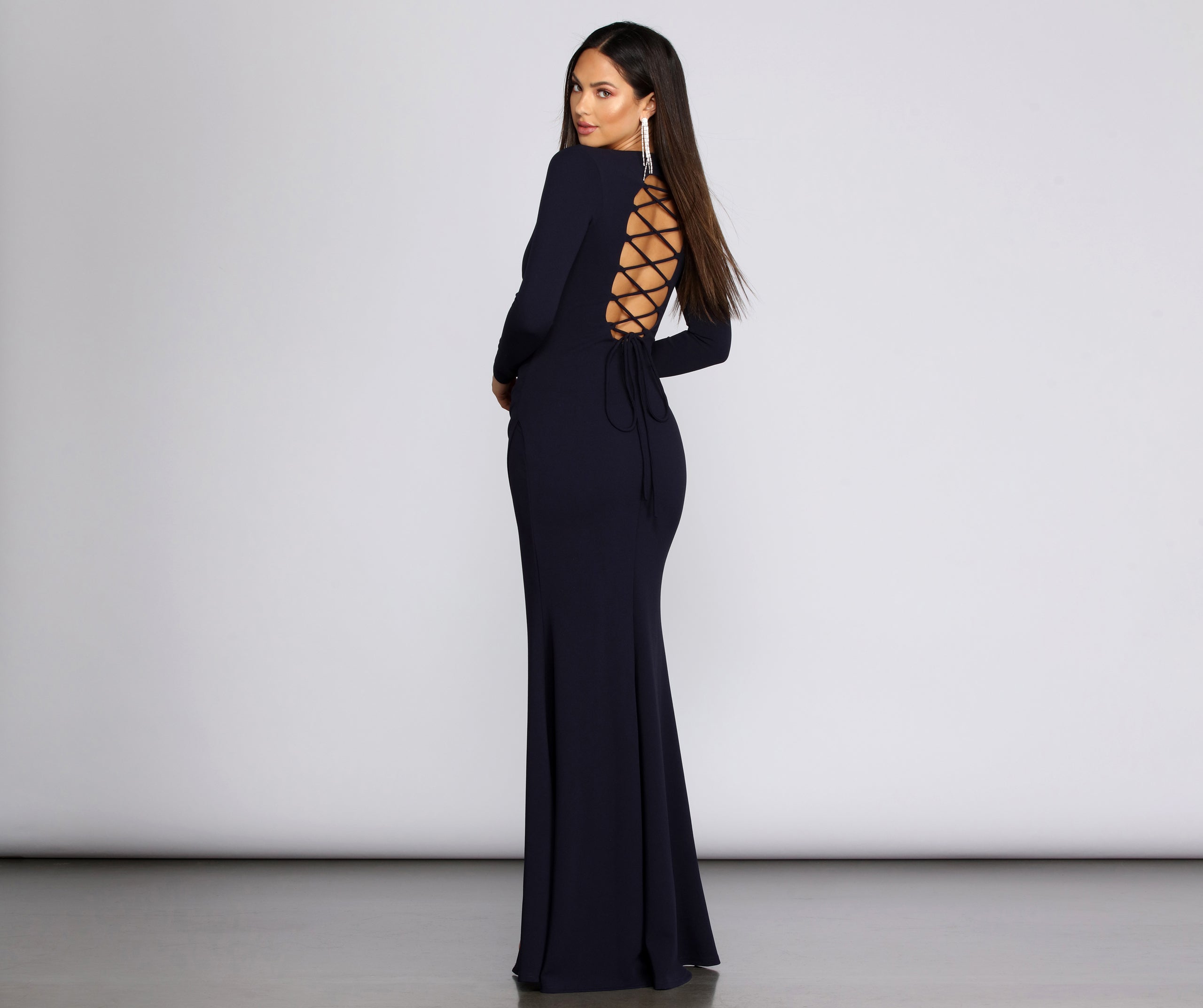 Tulip Lace Up Evening Gown