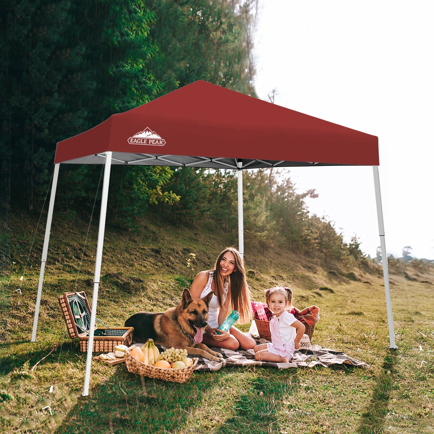 EAGLE PEAK 10' x 10' Slant Leg Pop-up Canopy Tent Easy One Person Setup Instant Outdoor Canopy Folding Shelter with 64 Square Feet of Shade