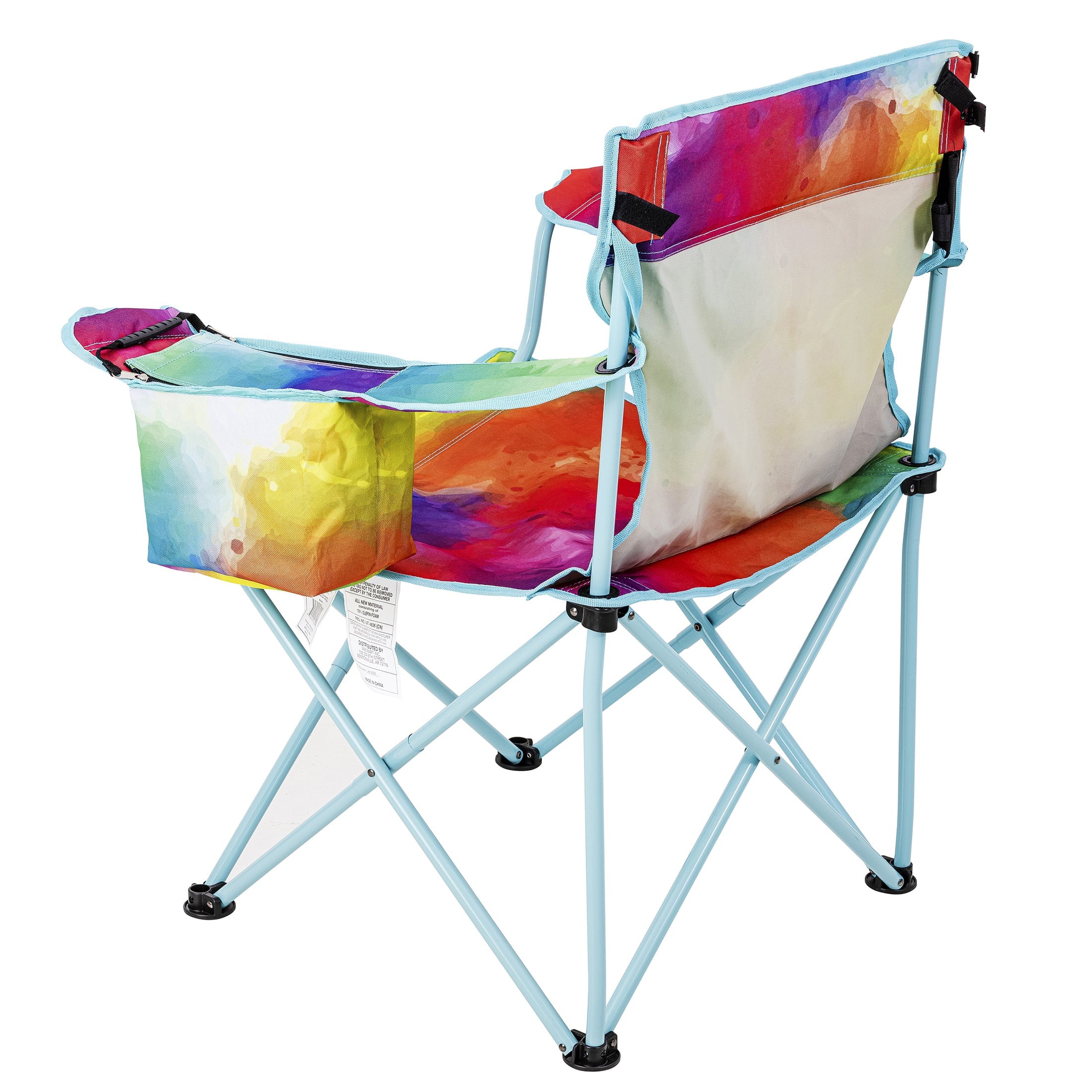 Ozark Trail Oversized Camp Chair with Cooler, Watercolor Rainbow Design, Adult
