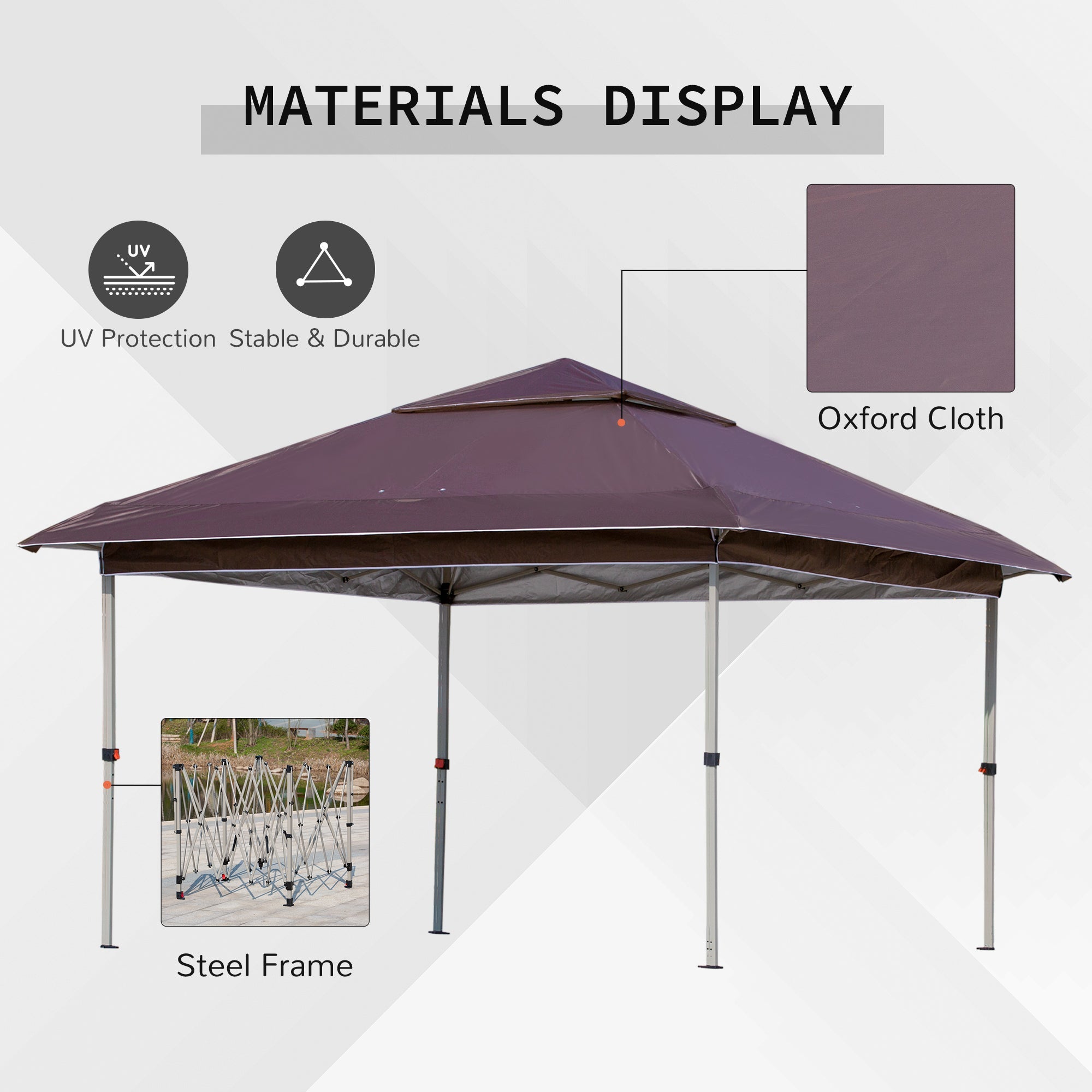 Outsunny 12' x 12' Pop Up Canopy Tent with Netting and Carry Bag, Instant Sun Shelter, Tents for Parties, Height Adjustable, for Outdoor, Garden, Patio, Brown