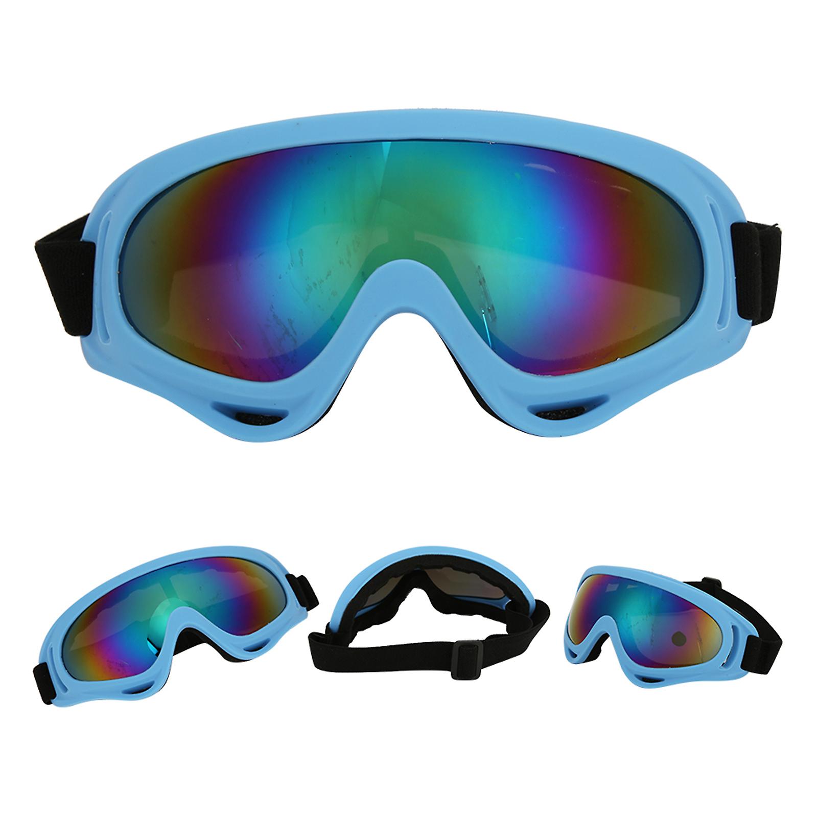 Pc Windproof Skiing Glasses Motorcycle Unisex Outdoor Sports Cycling Goggles For Adults Childrenlight Blue Frame Color Lens