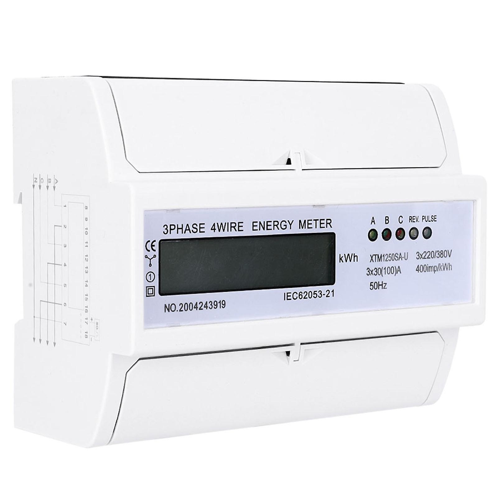 Digital 3 phase 4 Wire 7P Din Rail Electric Meter Electronic KWh Meter(30(100)A)