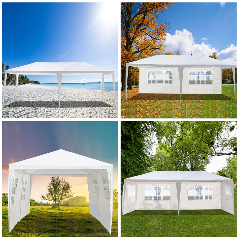 Canopy Party Tent for Outside, 10' x 20' Patio Gazebo Waterproof Tent with 4 Side Walls, ZPL White Outdoor Wedding Tent