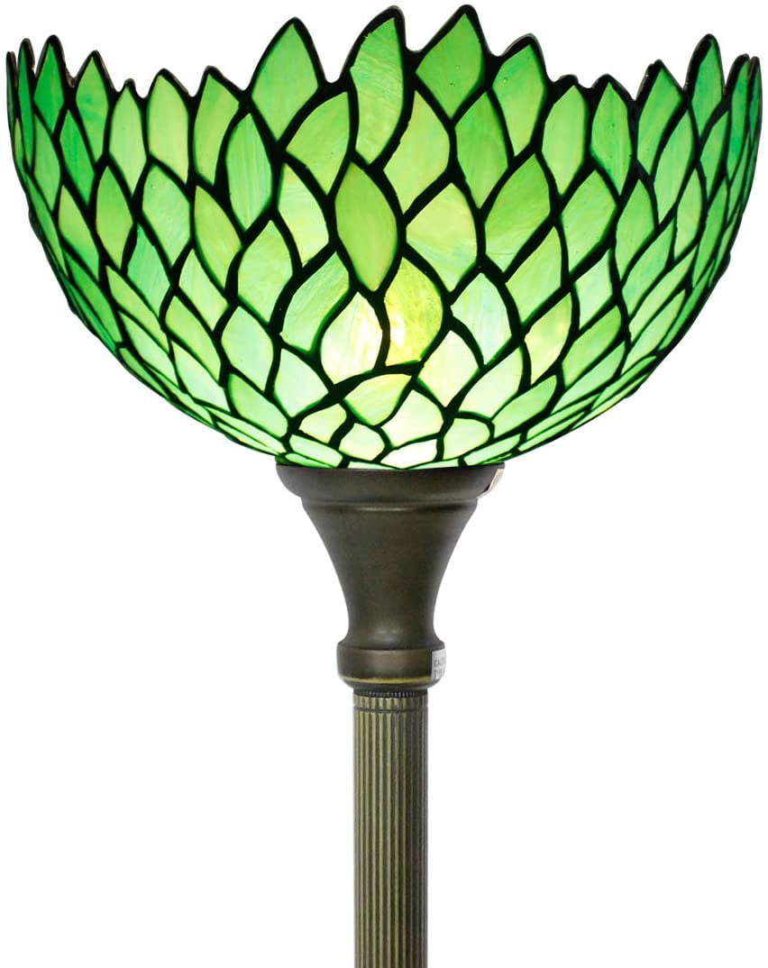BBNBDMZ  Floor Lamp Green Wisteria Stained Glass Light 12X12X66 Inches Pole Torchiere Standing Corner Torch Uplight Decor Bedroom Living Room  Office S523 Series