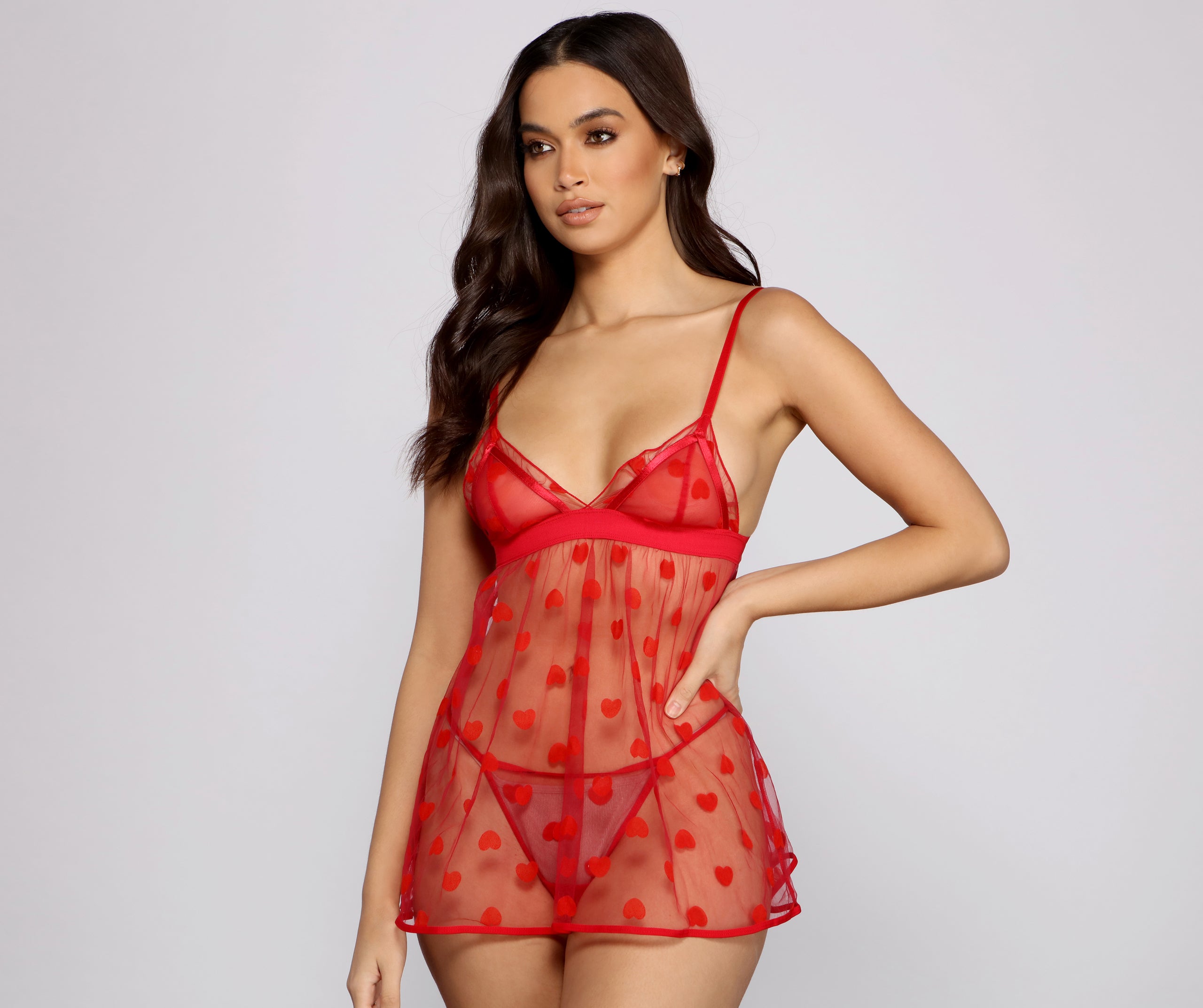 Show Some Love Heart Print Babydoll