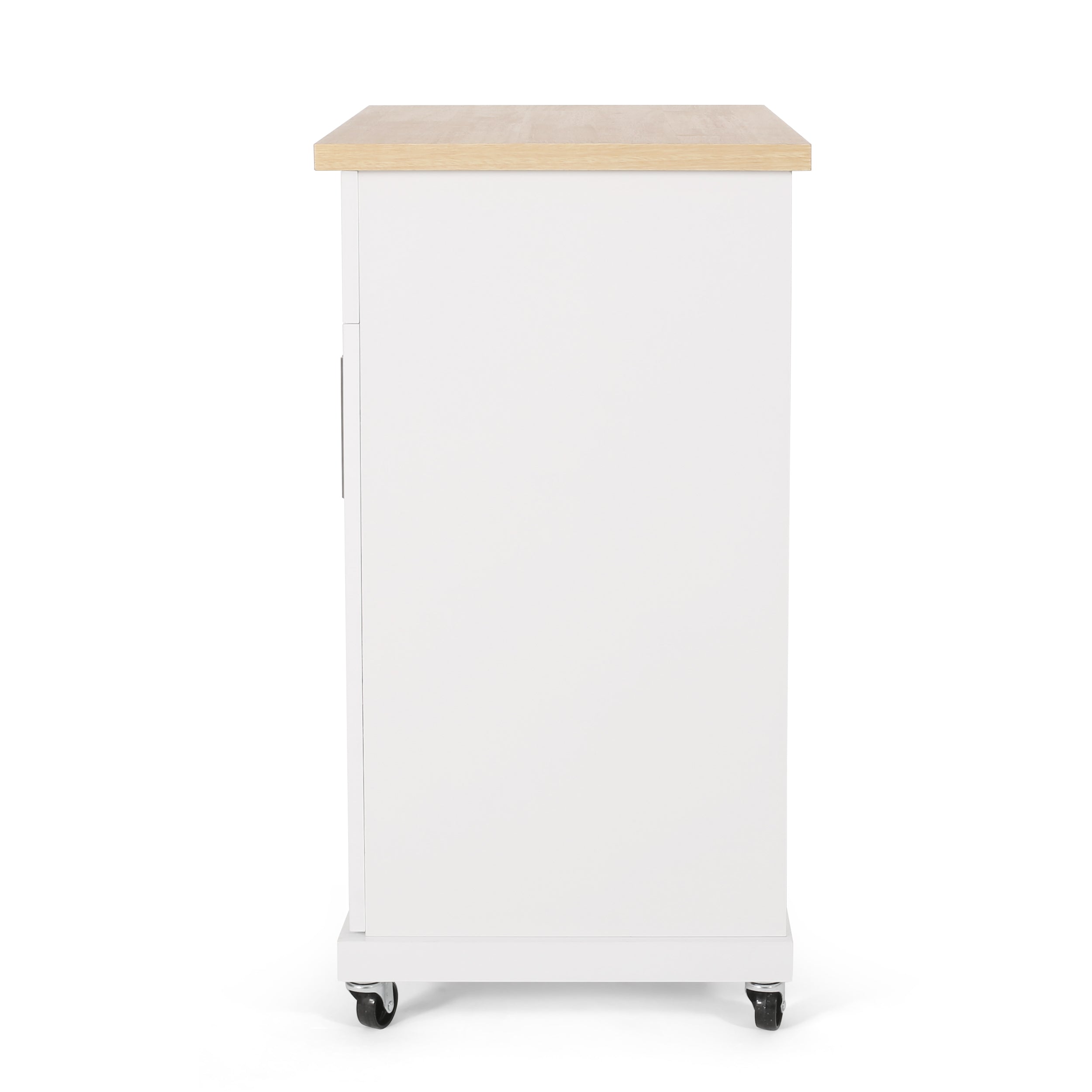GDF Studio Negley Contemporary Kitchen Cart with Wheels， Natural and White