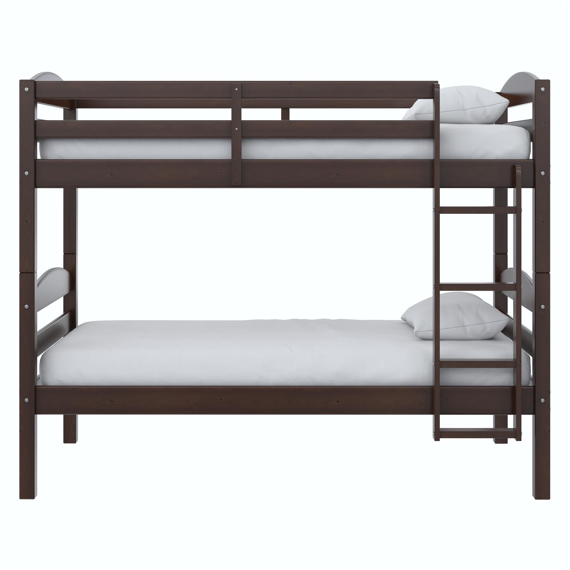 Better Homes & Gardens Leighton Solid Wood Twin-over-Twin Convertible Bunk Bed, Mocha