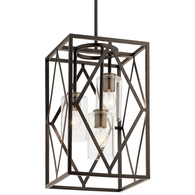 Kichler 82316 Solander 3-Light Olde Bronze Traditional Clear Glass Geometric Pendant Light