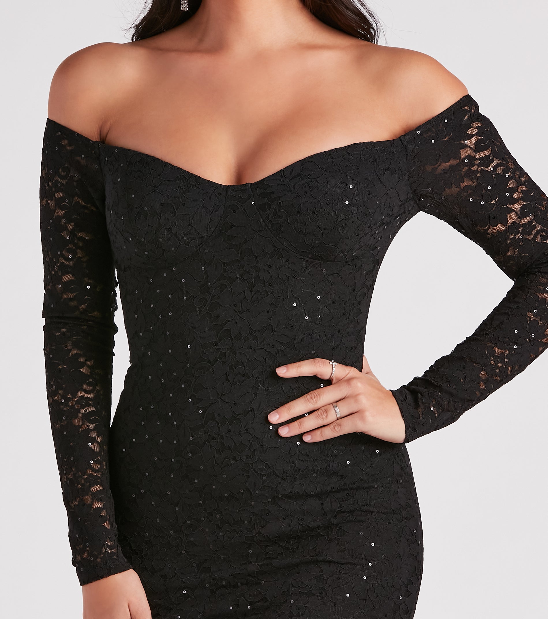 A Lil Shimmer Sequin Lace Dress
