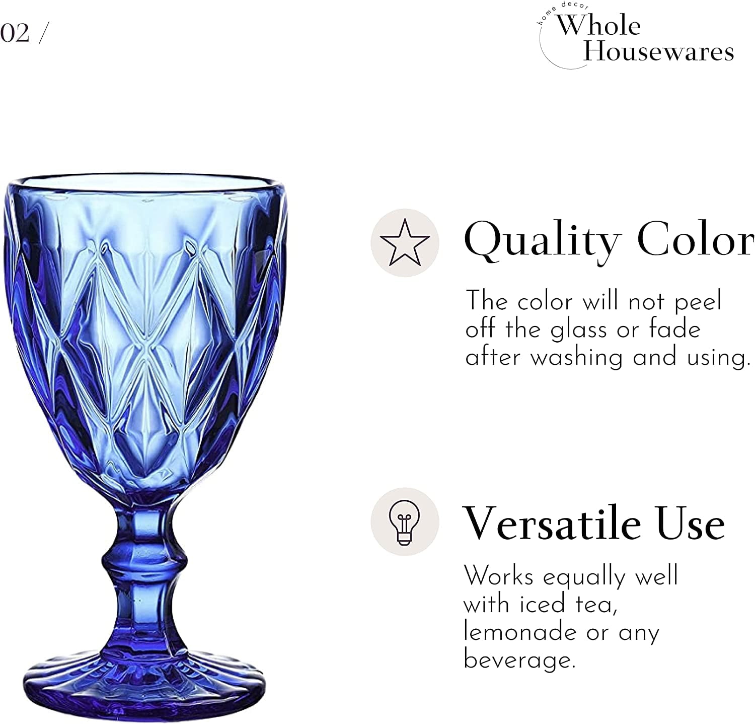 Whole Housewares Colored Glass Drinkware 95 Ounce Water Glasses Set Of 6
