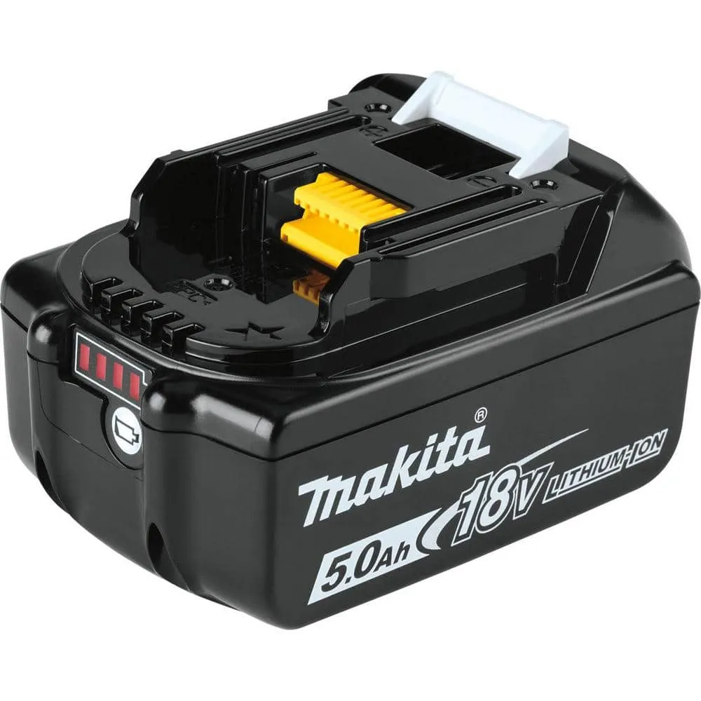 Makita 18-Volt LXT Battery and Rapid Optimum Charger Starter Pack (5.0Ah) with bonus 18V LXT Brushless Cut-Off/Angle Grinder BL1850BDC2XAG04