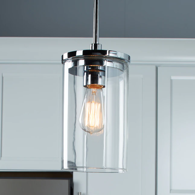 Kichler 43996CH Crosby Chrome Transitional Clear Glass Cylinder Mini Pendant Light