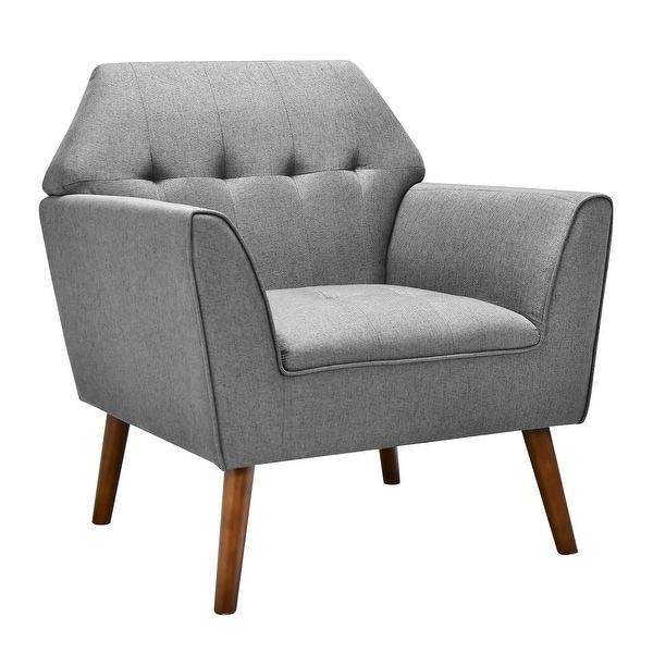 Costway Modern Tufted Fabric Accent Chair Upholstered Armchair with