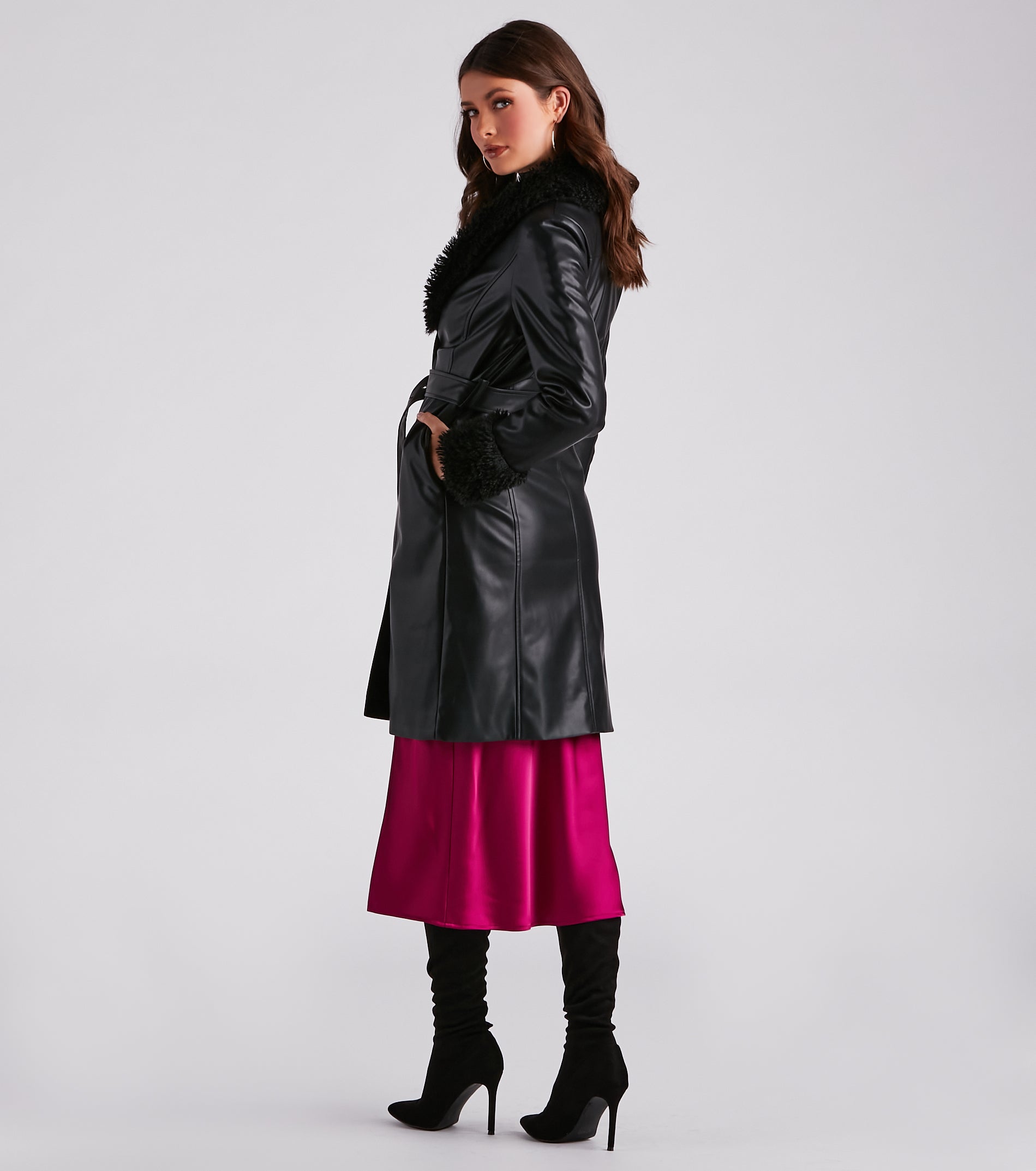 Layered In Luxe Faux Leather Trench Coat
