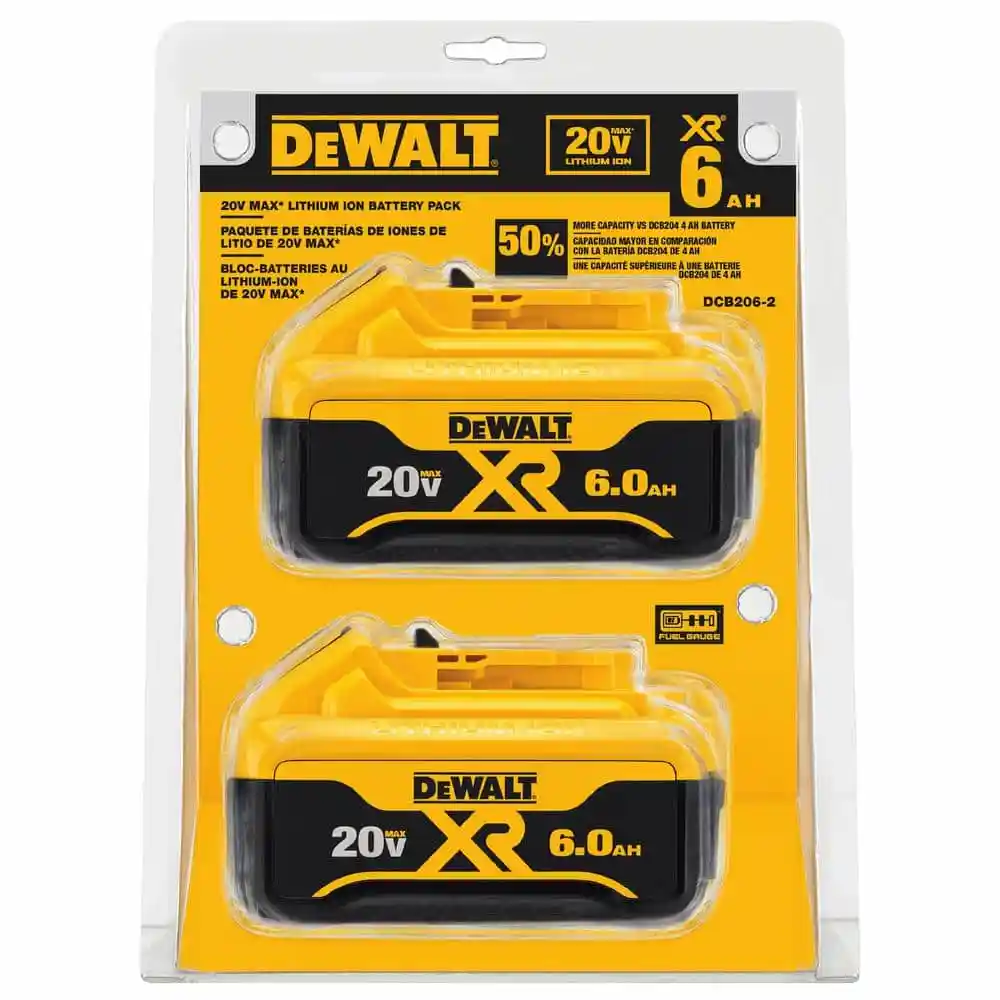 DEWALT 20V MAX XR Premium Lithium-Ion 6.0Ah Battery Pack (2 Pack) DCB206-2