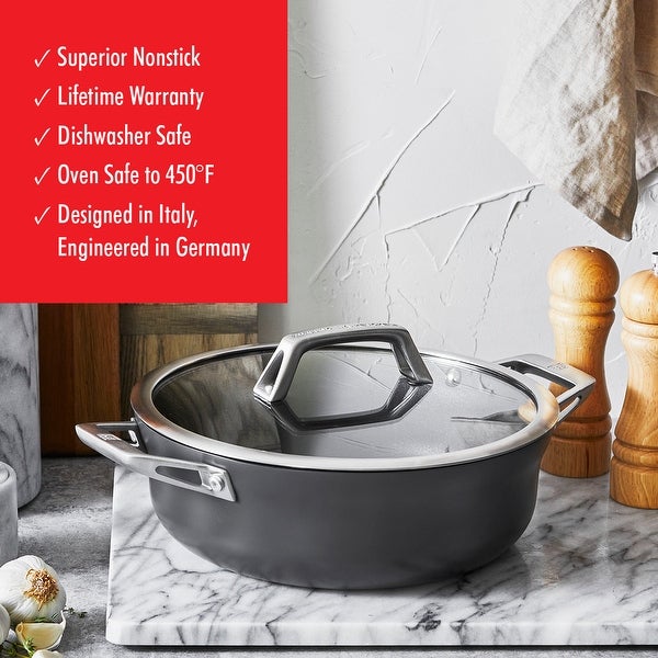 ZWILLING Motion Nonstick Hard-Anodized 10-Piece Cookware Set in Grey， Dutch Oven， Fry pan， Saucepan - 10-pc