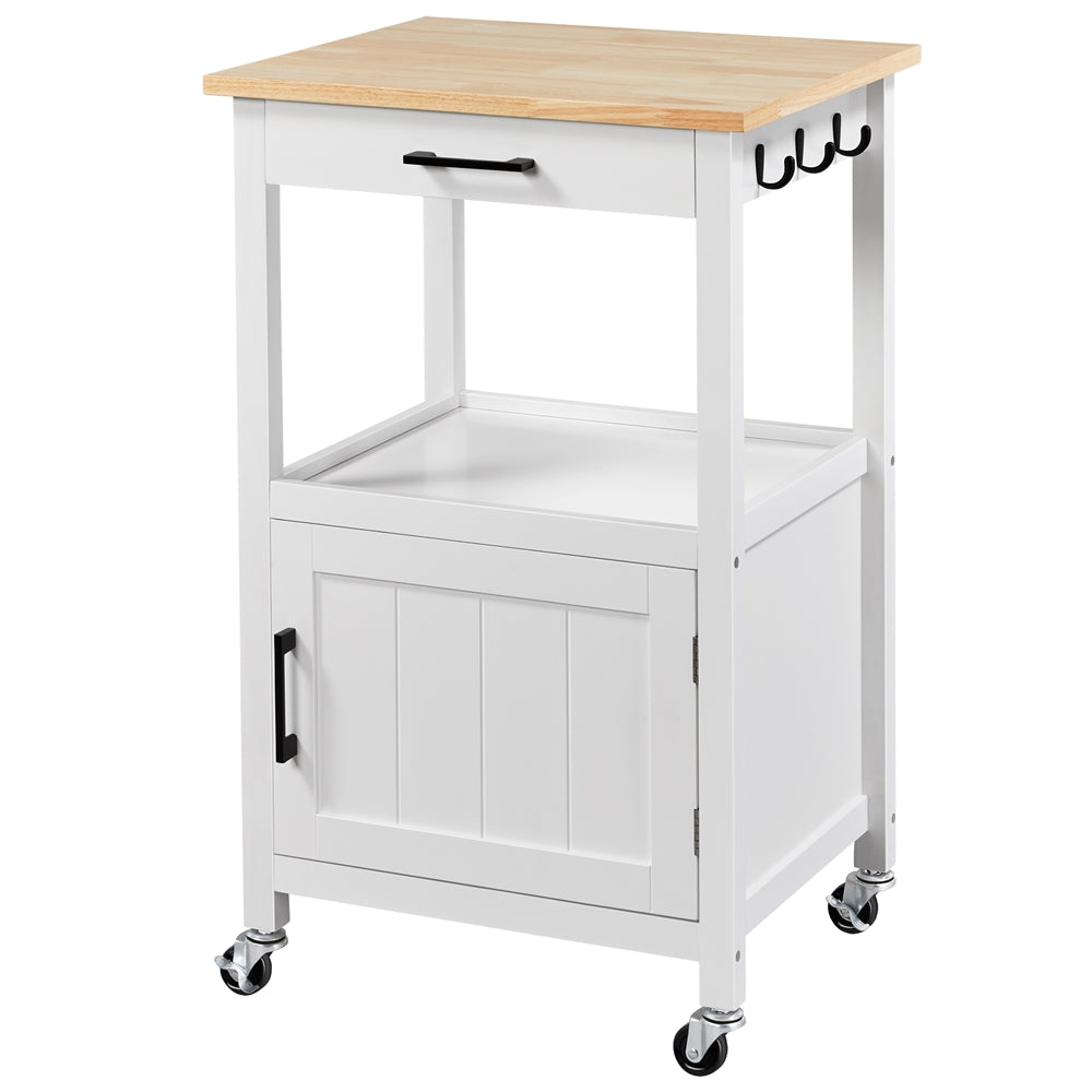 Yaheetech Kitchen Island Cart Storage Rolling Kitchen Cart W/Wheels for Dining Rooms Kitchens Living Rooms， White