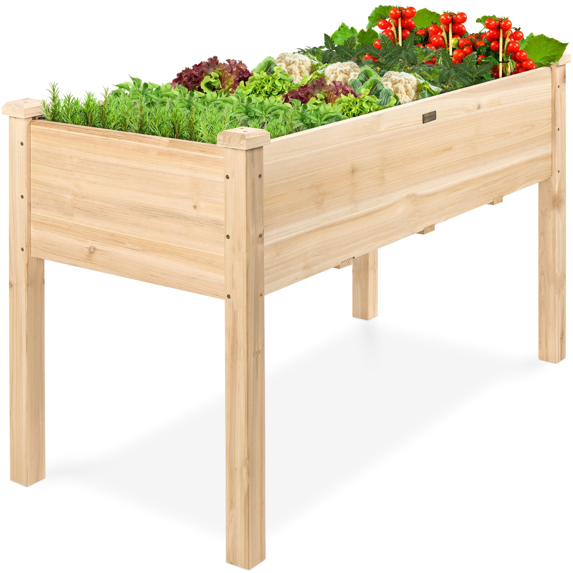 Best Choice Products 48.5x24x30in Elevated Raised Wood Planter Garden Bed Box Stand for Backyard, Patio - Natural