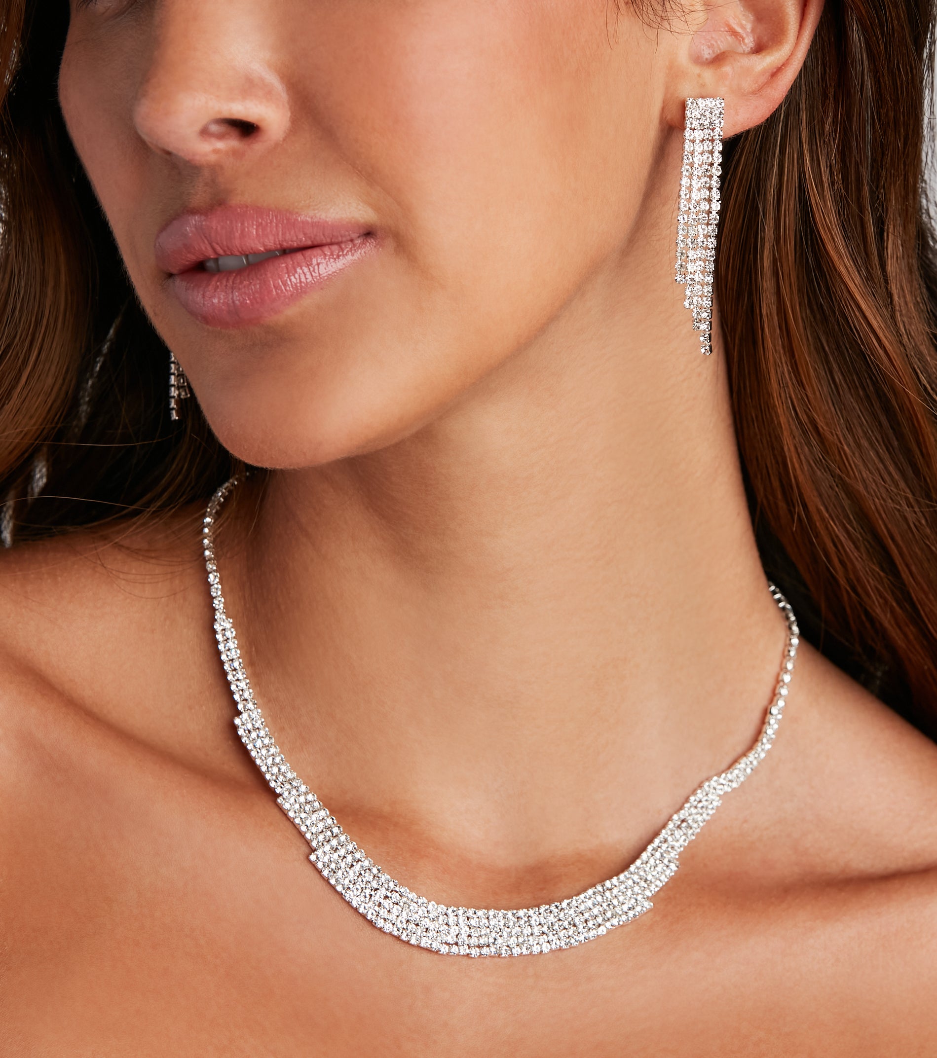 Luxe Glam Rhinestone Necklace Set