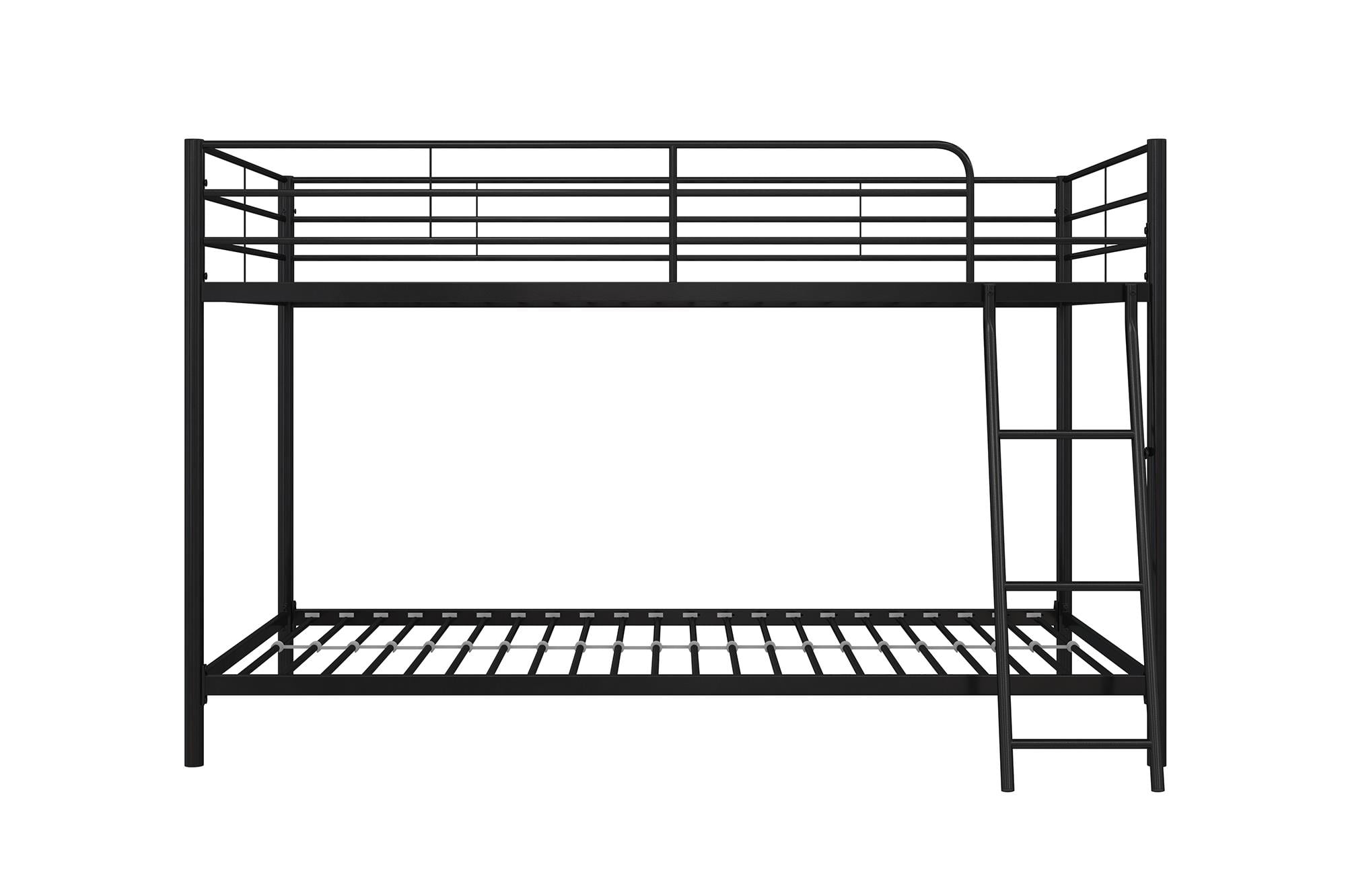 Mainstays Small Space Junior Twin over Twin Metal Bunk Bed, Black