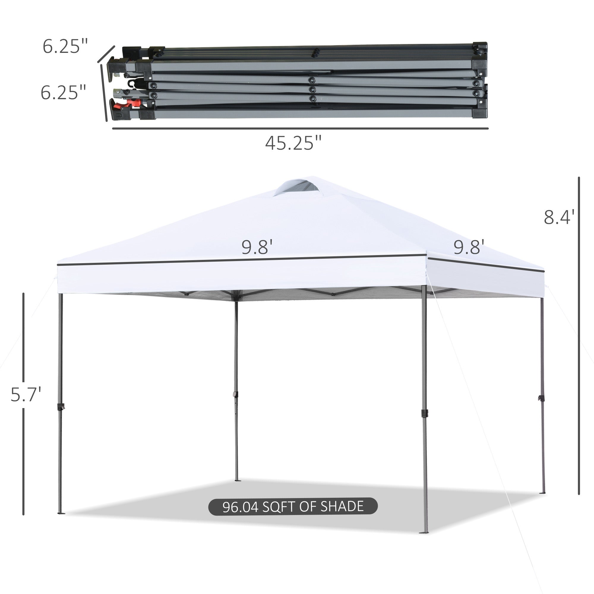Outsunny 10' x 10' Outdoor Pop-Up Party Tent Canopy with Airy Top Vent, White