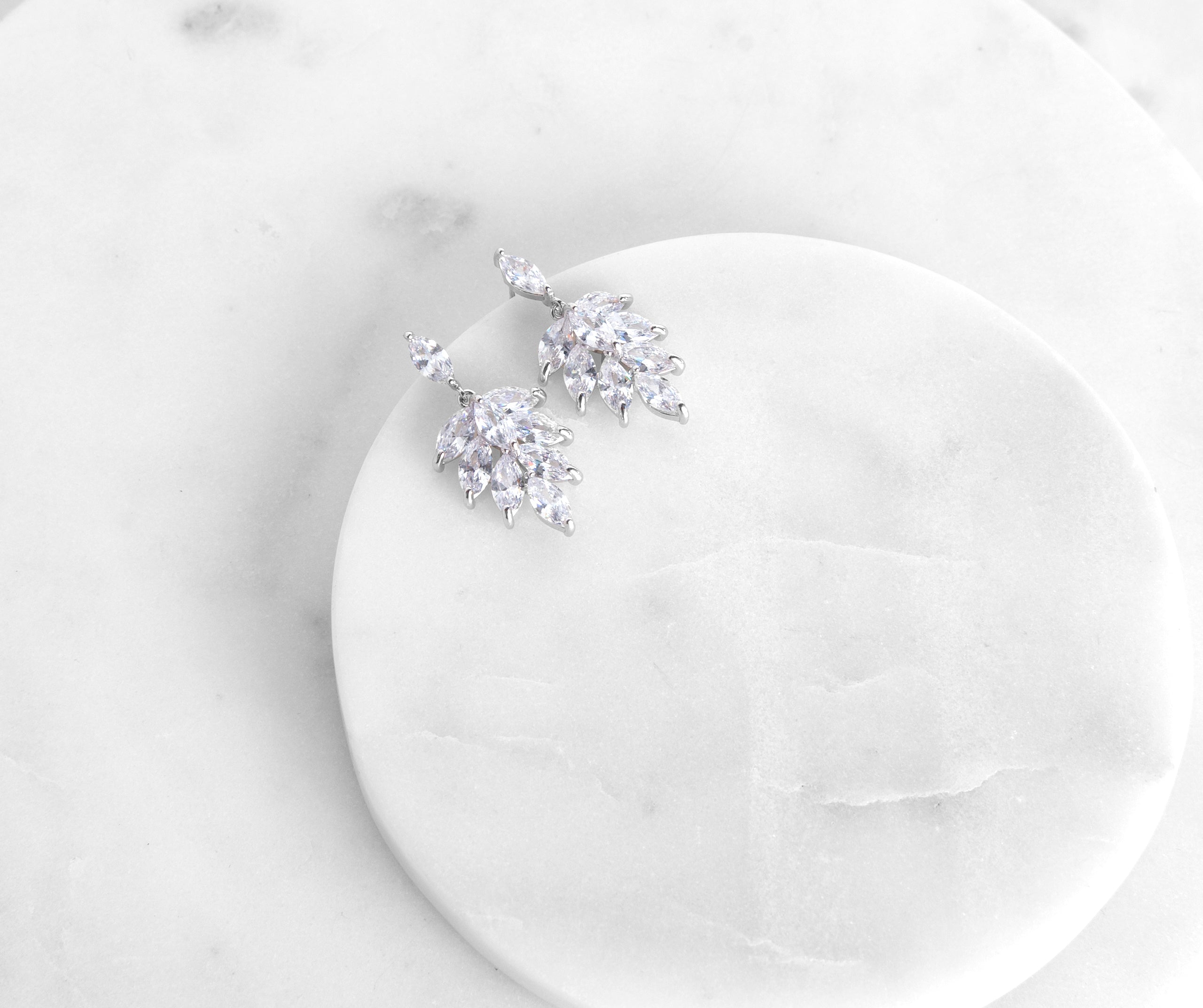 Cubic Zirconia Mini Leaf Earrings