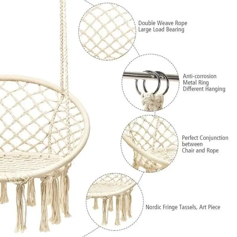 Cotton Rope Hanging Hammock Chair Macrame Swing Chair