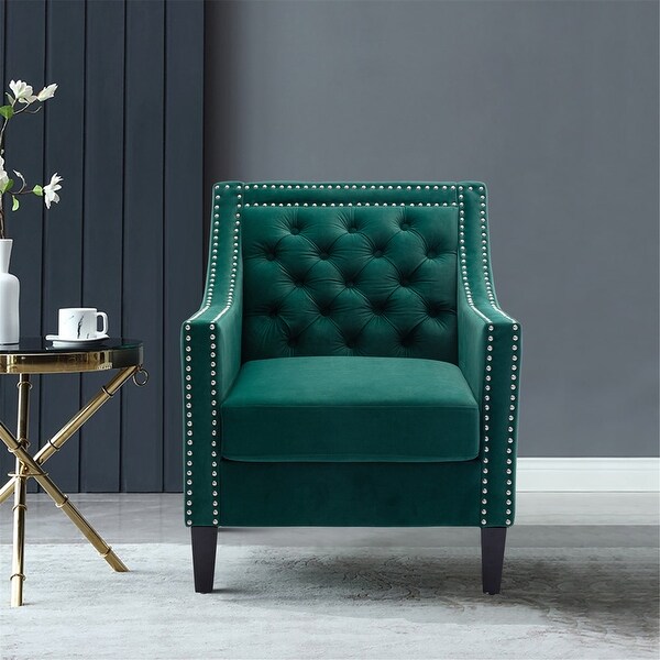 Accent Armchair with nailheads and solid wood legs
