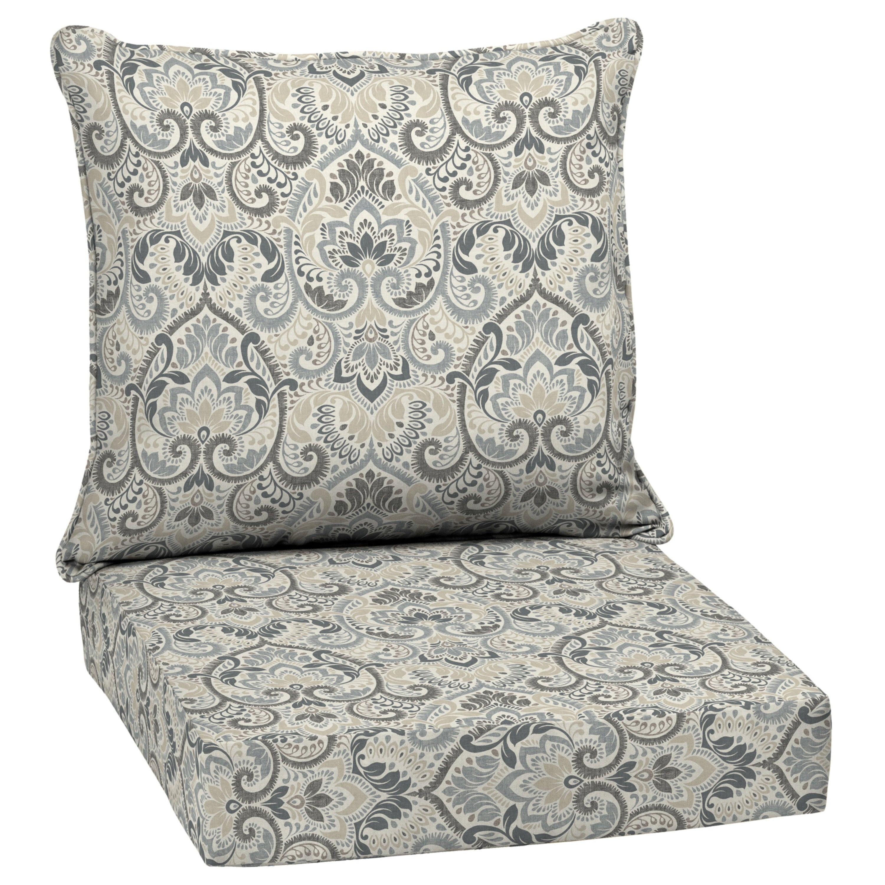 Arden Selections Outdoor Deep Seating Cushion Set 24 x 24， Neutral Aurora Damask