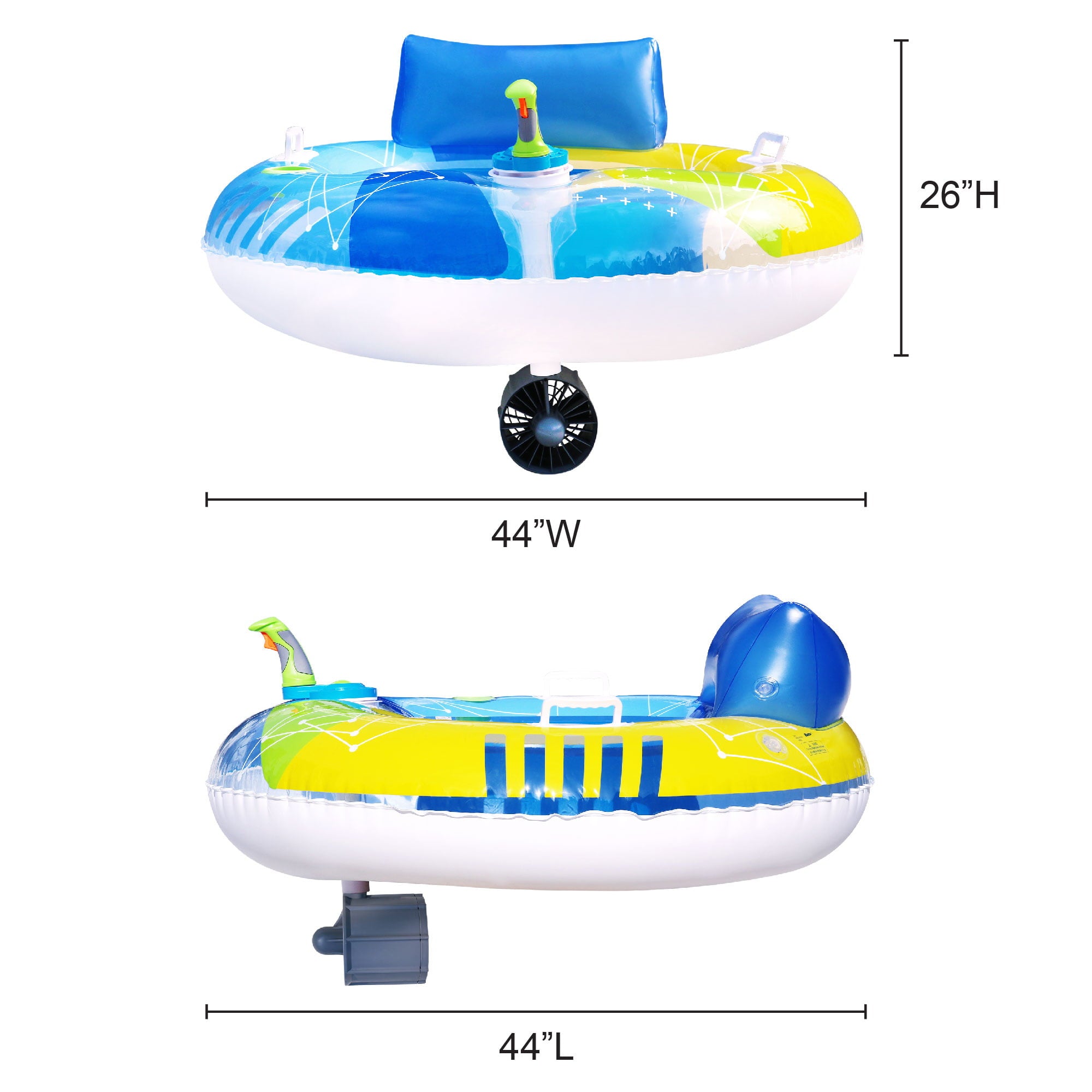 Banzai Motorized Pool Cruiser Multicolor Teens Adults Battery Powered PVC Summer Float, Ages 14+, Unisex