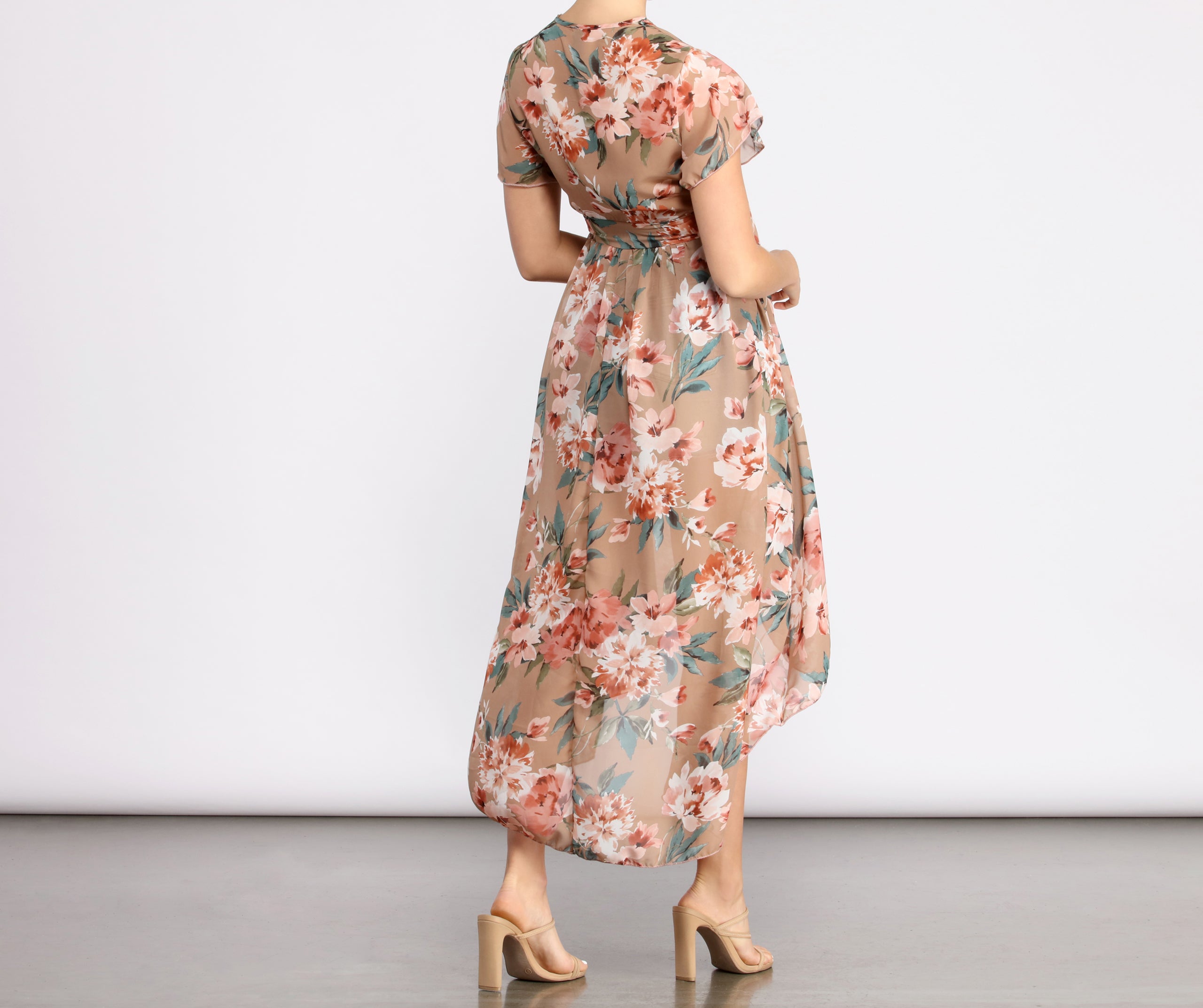 Dream State Chiffon Floral High Low Duster