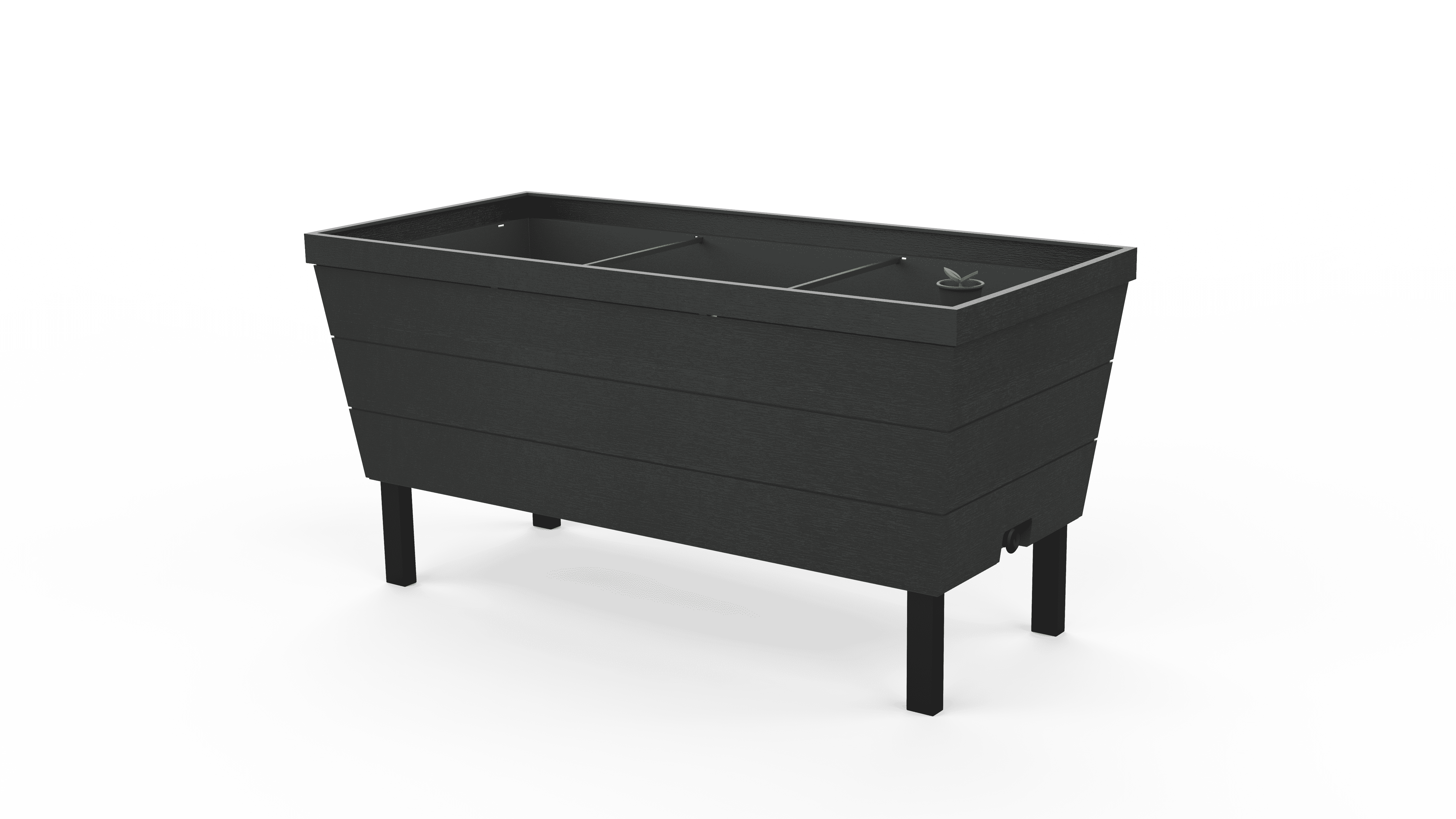 Keter Short Urban Bloomer, 32.3" x 14.7" x 15.9" Resin Garden Planter, Black