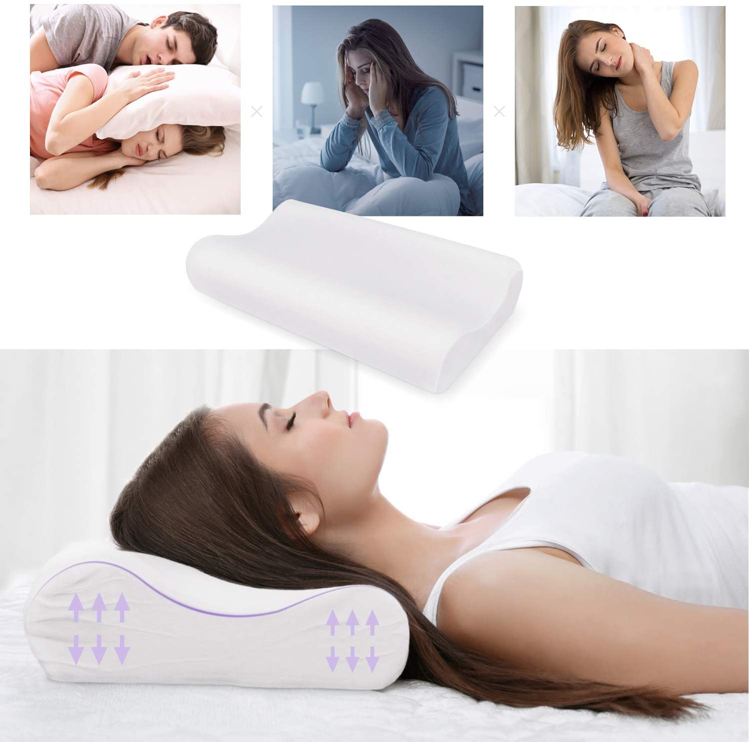 ZG-Home Contour Pillow, 24" x 15", White