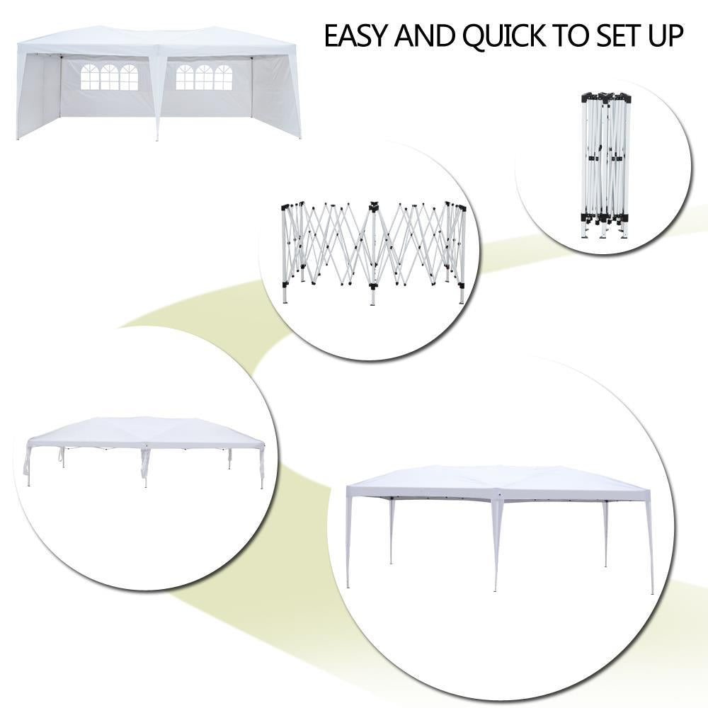 GoDecor 10'x 20' Pop Up Canopy Wedding Party Tent Outdoor Folding Gazebo Shade-4 Sides White