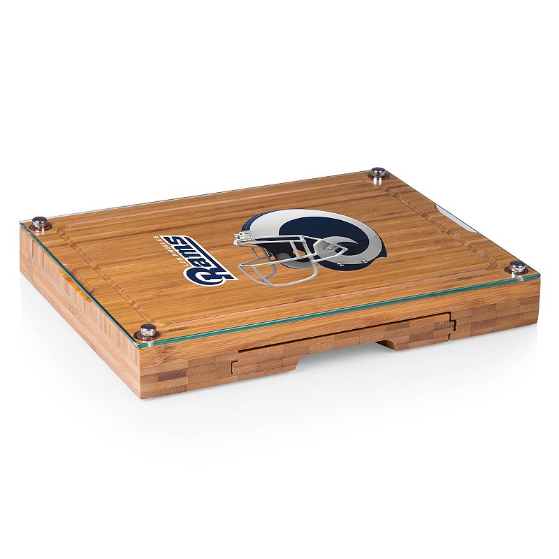 Picnic Time Los Angeles Rams Concerto Bamboo Cutting Board and Cheese Tools Set