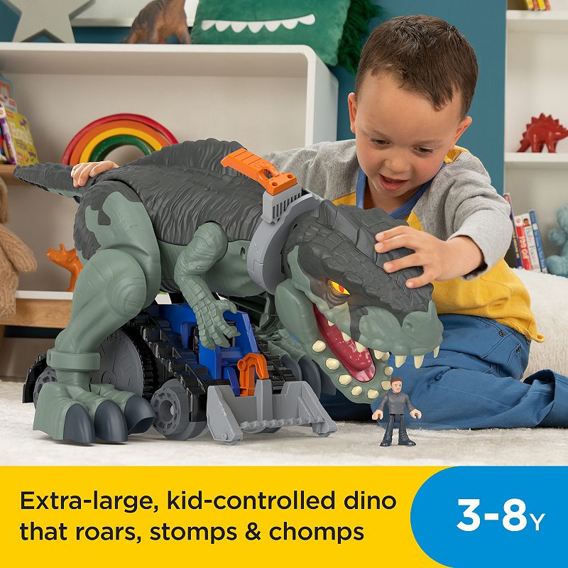 Fisher-Price Jurassic World Dominion Giga Dinosaur Toy with Lights and Sounds， Mega Stomp and Rumble