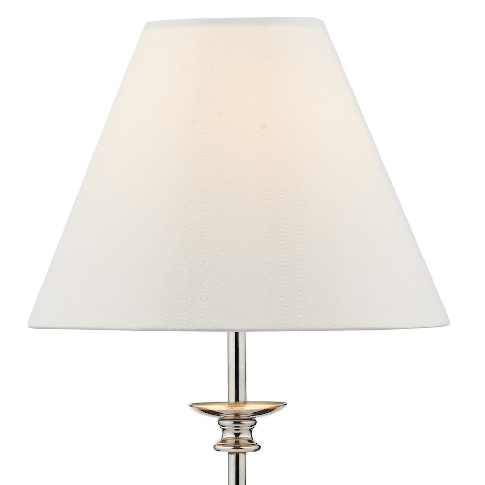 Britalia BRBLE4138 Polished Nickel Vintage Candlestick Table Lamp with Ivory Shade 55cm