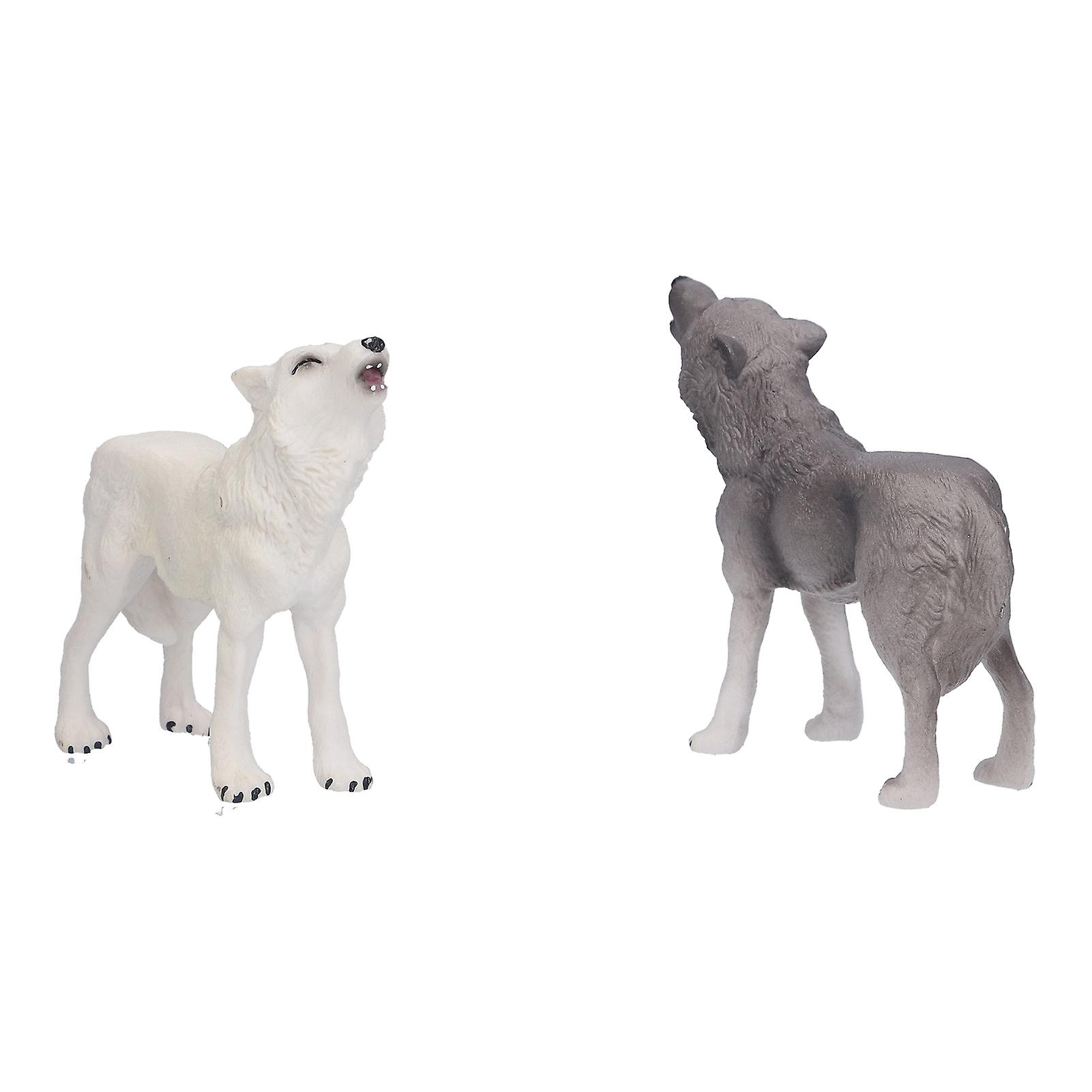 2pcs Howling Wolf Action Figure Figurines Toys Howling Wolf Animal Model Educational Presents For Kids